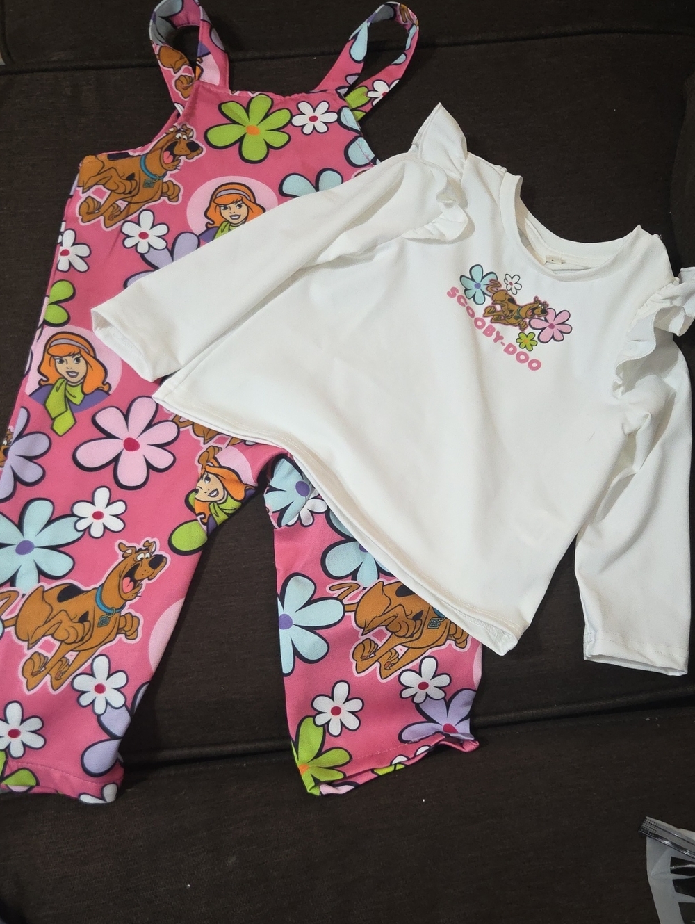 Scooby-Doo Girls' Pink Floral Overalls  NWOT 18/24m Sd18